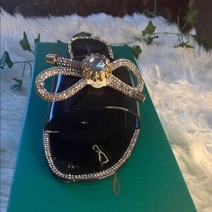 Lauren Lorraine Black Rhinestone Sandals